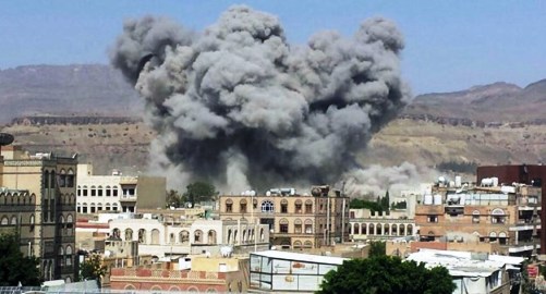 صورة من القصف السعودي لسوق بمدينة صعدة اليمينة